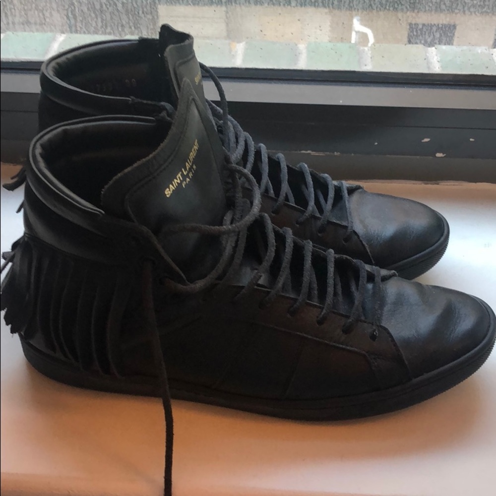 Saint Laurent Leather HighTop Sneaker FringeDetail - Picture 6 of 8